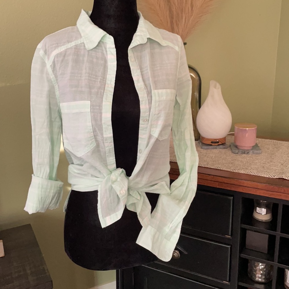 Mint Green Long sleeve Button Up